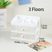 1 pieza Organizador de maquillaje portátil de varias capas con cajones y compartimentos para lápiz labial, crema, polvo, sombra de ojos, esmalte de uñas, estantería de almacenamiento de cosméticos, para vacaciones, playa, baño, dormitorio, gran capacidad