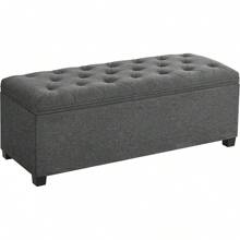 SONGMICS Storage Ottoman, Foot Rest With, 15.X 43.3 X 15.Inches, End Of Bed, Storage Chest, Load Up To 660 Lb, Living Room, Bedroom, Entryway, Dark Gray ULSF088G01 - 淺灰色 - 查看 5