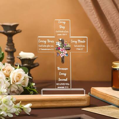1 件亚克力 - 圣经经文和祈祷，鼓舞人心的基督教礼物，家庭和办公桌装饰，非常适合妈妈、妻子、朋友、生日、周年纪念、感恩节、圣诞节礼物