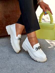 Women's Lacquered Moccasins In Cream Color Adolos- Footwear - Beige - View 5