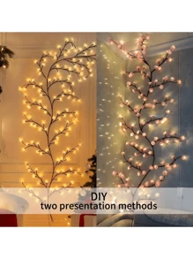 1pc Cherry Blossom Branch USB Power Supply Light, 230cm/7.54ft, LED Dress Up String Lights, Push Button Control 8 Modes, Realistic Artificial Flowers, Suitable For Spring/Summer Indoor/Outdoor Decorations, Weddings, Valentine's Day, Christmas
