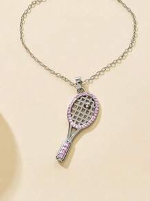 1 件简约创意 18k 镀金铜锆石网球拍吊坠项链，情侣礼物 - 球拍項鍊 - 查看 13