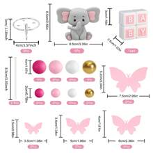 32 PCS Pink Elephant Cake Decoration, Mini Elephant Cake Topper, Cake Toppers Gold White Faux Pearl Ball For Elephant Theme Birthday Party Supplies Etc