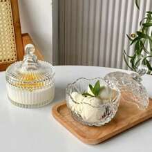 1 Pc European Style Lidded Crystal Storage Jar, Candy Jar, Sugar Bowl, Snack Jar, Creative Glass Candy Container, For Kitchen And Home Use
