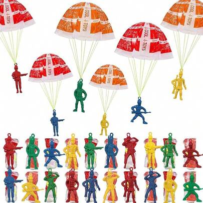 5/10/20/30/72 piezas Modelo de paracaídas, Modelo de vuelo al aire libre, Mini paracaidistas soldado paracaídas volando lanzando modelos al aire libre, Recuerdos de fiesta, Relleno de bolsas de regalo, Estilos y colores aleatorios