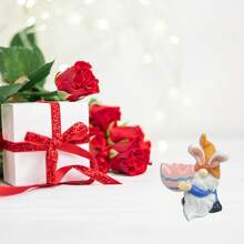 Easter Bunny Gnome Figurines Easter Egg Design Resin Rabbit Gnome Decor For Desktop Home Holiday - Yellow - View 3