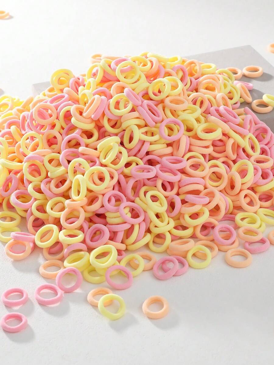 100 件儿童女孩 0.8 英寸简约彩色发带，可爱无缝无损发带马尾辫夹，适合日常使用 - 彩色 - 查看 1