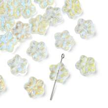 30Pcs Baking Paint Glass Beads, Flower, 12.5x13x4.5mm, Hole: 1.2mm