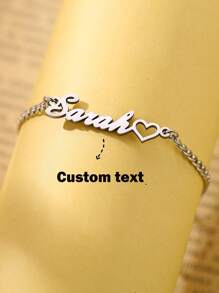 Customized Personalized Name Anklet For Women, Stainless Steel Name Plate Jewelry Anklet Pendant, Gift For Her,Silver,Stylish,Colorful,Vintage,Hipster,Simple,Y2k,2000s Fashion,Custom,Personalized,Unique,Ideal Gifts For Him,Ideal Gifts For Her,Her,Boyfriend,Girlfriend,Dad,Mom,Family,Friends,For Anniversaries,For Birthdays,For Graduation,For Prom,For Party,School Supplies,Back To School,School Gift,For Office,For School,For Classroom,For Teacher Gifts,For University,For Colleague,For Dorm Rooms,For Teacher,For Boys And Girls,For Teenagers,Junior High School Students,Middle School Students,High School Senior High School Students,College Students,University Students,Freshman,Sophomore,Underclassmen - Silver - View 1