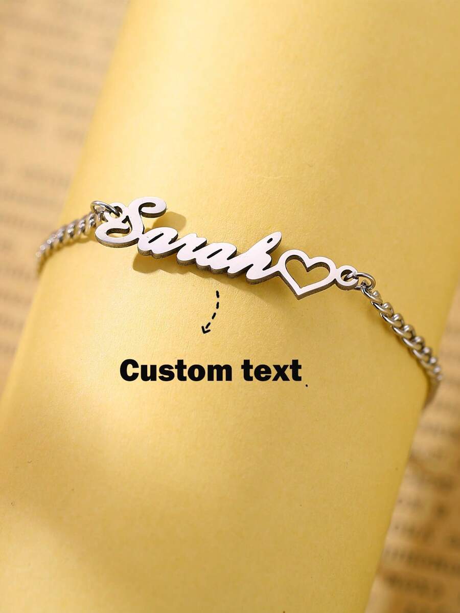 Customized Personalized Name Anklet For Women, Stainless Steel Name Plate Jewelry Anklet Pendant, Gift For Her,Silver,Stylish,Colorful,Vintage,Hipster,Simple,Y2k,2000s Fashion,Custom,Personalized,Unique,Ideal Gifts For Him,Ideal Gifts For Her,Her,Boyfriend,Girlfriend,Dad,Mom,Family,Friends,For Anniversaries,For Birthdays,For Graduation,For Prom,For Party,School Supplies,Back To School,School Gift,For Office,For School,For Classroom,For Teacher Gifts,For University,For Colleague,For Dorm Rooms,For Teacher,For Boys And Girls,For Teenagers,Junior High School Students,Middle School Students,High School Senior High School Students,College Students,University Students,Freshman,Sophomore,Underclassmen - Silver - View 1