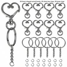 30/60/120 件弹簧心形旋转扣、金属钥匙扣开口环、龙虾扣和跳环，适用于钥匙扣、饰品、珠宝、DIY 工艺品 - 愛心扣套裝 - 查看 15