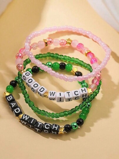 4pcs/Set Galinda Friendship Charm Bracelets, Music Lover Bracelets, Best Friend Bracelets For Women