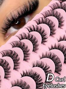 Rikuaild 10 Pairs D Curl Russian Strip Lashes Natural Look Fluffy Volume Fake Lashes Wispy Cross Effect Fake Eyelashes - Criss Cross lashes - View 1