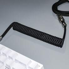 1,5 m weißes 2 Stücke Type-C zu USB Metall-Adapter-Steckverbinder abnehmbares Spielmechanisches Tastaturkabel Set mit Luftsteckerdaten und federnder Verlängerung Type-C Interface, Metallpilotstecker und Spiraldesign für DIY Gaming mechanische Tastaturen