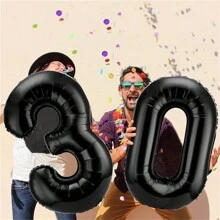 Black 30/40/50 Number Balloons Giant Number Foil Mylar Balloons For Women Men Birthday Party Supplies Anniversary Events Decorations