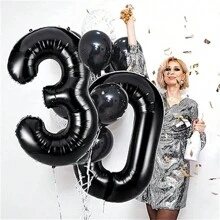 Black 30/40/50 Number Balloons Giant Number Foil Mylar Balloons For Women Men Birthday Party Supplies Anniversary Events Decorations