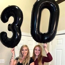 Black 30/40/50 Number Balloons Giant Number Foil Mylar Balloons For Women Men Birthday Party Supplies Anniversary Events Decorations