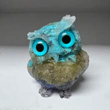 1pc Resin Mold Natural Crystal Chip Stone Handcrafted Owl Resin Figurines Collectibles Of Colorful Owl Gifts And Desktop Decoration For Home Interior Space And Reiki Animal Sculpture Shelf Accents Ornament For Home Office Decor Purple Home Decor