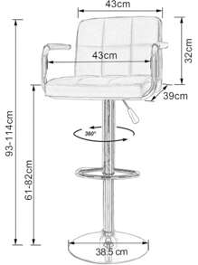 Bar Stools Set Of 2, Faux Leather Breakfast Bars Stools, Swivel Height Adjustable Bar Chairs With Armrest Backrest And Footrest For Breakfast Bars Counter Kitchen Restaurant, Grey - Light Grey - View 3