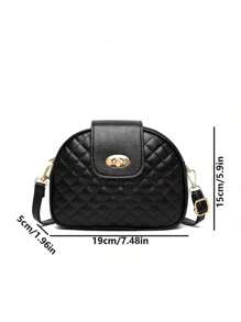 女士黑色轻便户外步行手机迷你圆形包，3 个拉链口袋可调节肩带，绗缝钻石图案，多功能斜挎单肩包 - 黑色 - 查看 4