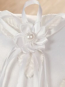 1PC White Ring Pillow, Western-Style Wedding Ring Bearer Pillow With Camellia Flower For Wedding Occasion White Ring Pad Bed Pillows For Beach Wedding Party