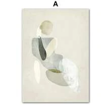 1 件极简主义抽象墙艺术帆布画北欧海报印刷品墙画线体树叶灰色和绿色客厅无框架 - 彩色 - 查看 19