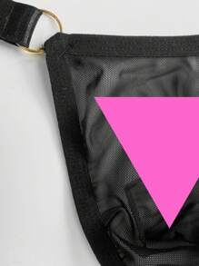 男士性感系带透气简约几何印花装饰环丁字裤内裤