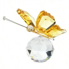 1pc Artificial Crystal Butterfly Figurine With Sphere - Handcrafted Glass Animal Statue, Collectible Decorative Ornament Home Decor Accent For Valentine's Day & Mother's Day Gifts Birthday Graduation