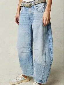 Women Spring Summer Casual Old Money Blue Wide Leg Jeans Loose Pants