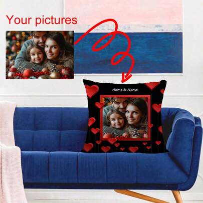 1 Funda de almohada personalizada con foto, un regalo conmemorativo para familia, Día de la Madre, San Valentín, Día del Padre, Acción de Gracias, Día del Maestro, funda de cojín impresa por un solo lado, adecuada como regalo para amigos y mismo