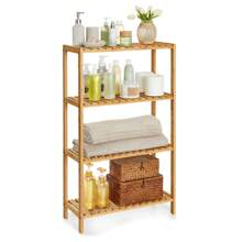 Badezimmerregal, Badregal, Küchenregal, Schuhregal, Standregal aus Bambus, 26 x 60 x 100 cm, ideal für Bad, Wohnzimmer, Flur, Küche - Kamelfarben - Übersicht 1
