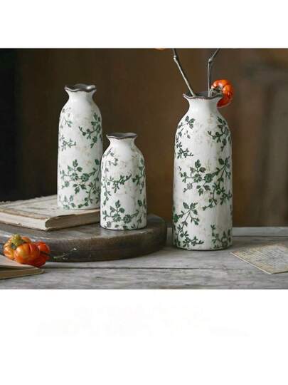 Retro Mini Crackle Ceramic Flower Vase, Single Stem Hydroponic Vase Rustic Bloemen Arrangement, Birthday Graduation Home Room Glass view 5