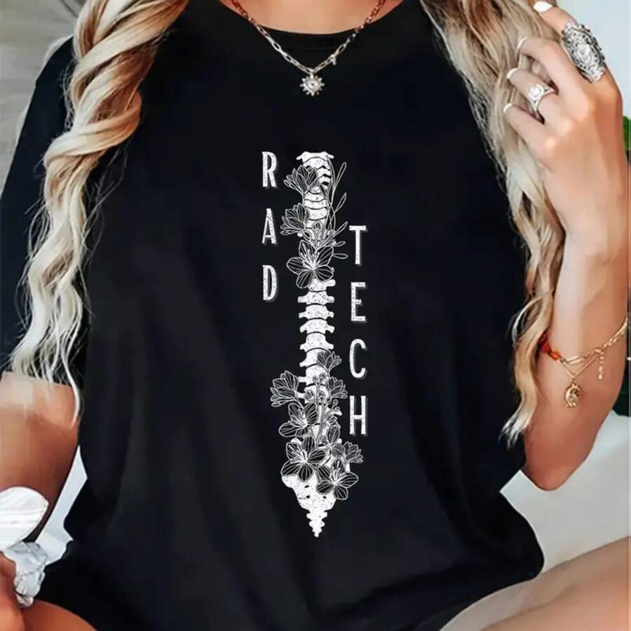 X-Ray Technician Radiology Technician Radiology Technician Graduation T Shirt Crew Neck Short Sleeve T Shirt Women Men Graphic T Shirt - Svart - Visa 1