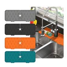 1PC Home Silicone Faucet Drain Mat, Foldable, Kitchen Bathroom Faucet Quick Dry Kitchen Sink Splash Guard Silicone Faucet Drip Mat, Kitchen And Bathroom Sink Countertop Protector - Multicolor - View 3