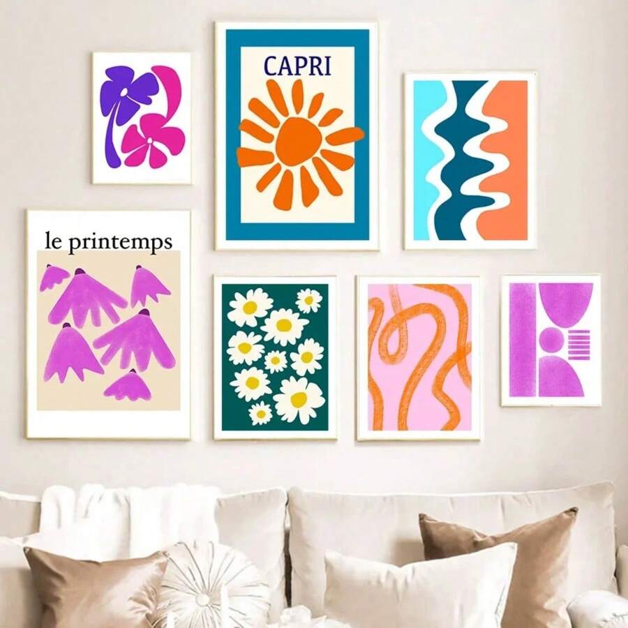 1pc Abstract Colorful Gallery Flower Market Rainbow Botanical Wall Art Canvas Painting Posters For Living Room Decor No Framed