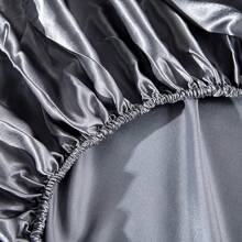 4-Teiliges Doppelbettlaken-Set, 1 X Spannbettlaken Einfarbig 180x200 Cm Mit 1 X Flachem Laken Und 2 X Kissenbezügen, Satinbettwäsche, Schwarz - 銀 - 查看 8