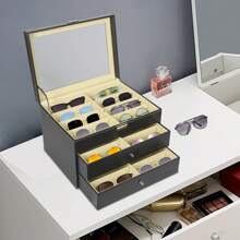 24 Compartments Eyeglasses Storage Box, Eyeglasses Display Box - màu đen - Xem 1