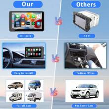 Portable Carplay Screen For Car, 7 Inch IPS Touchscreen Car Stereo Support Wireless Carplay