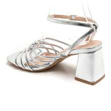 Elegant Minimalist High Heel Sandals, Summer - Silver - View 3