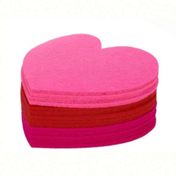Heart Coaster Set Of 10 Modern Valentine's Day Felt Drink Coasters Heat Resistant Cup Mat For Home Decor