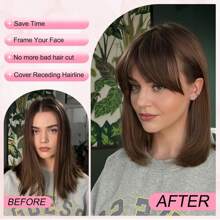 360°夹式空气刘海接发，适合有鬓角的女性，3个牢固夹子，全刘海 - Natural Black - 查看 7