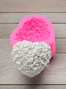 1 件心形和玫瑰形硅胶模具，适用于 DIY 蜡烛、肥皂、香薰石、石膏装饰制作