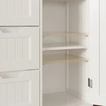 Asofer Freestanding Bathroom Cabinet, White Bathroom Cabinet With Adjustable Shelves And 4 Drawers For Bathroom And Living Room, 30 X 60 X 85 Cm - 白色 - 查看 7