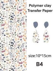 Boho Style Flower Clay Transfer Paper Flower Marble Transfer For Polymer Clay, Magic Transfer Paper For Polymer Clay Jewelry Earring Making Stickers