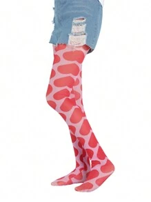 Women Sheer Tights Control Top Pantyhose Y2k Tie Dye Mesh Tights Fishnet Sockings Leggings - 紅色 - 查看 8