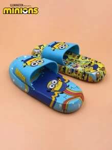 Minions 拖鞋，鞋子，可爱卡通露趾拖鞋，适合男孩和女孩，卡通鞋，透气防滑厚底拖鞋，适合室内家居浴室