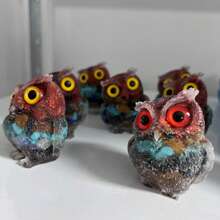 1pc Resin Mold Natural Crystal Chip Stone Handcrafted Owl Resin Figurines Collectibles Of Colorful Owl Gifts And Desktop Decoration For Home Interior Space And Reiki Animal Sculpture Shelf Accents Ornament For Home Office Decor Purple Home Decor