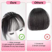 360°夹式空气刘海接发，适合有鬓角的女性，3个牢固夹子，全刘海 - Natural Black - 查看 6