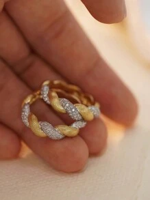 1pc 925 Sterling Silver Creative Ins-Style Elegant Zirconia & Twisted Rope Floral Ring, Versatile Jewelry Gift Suitable For Women Daily Wear, Parties, Festivals