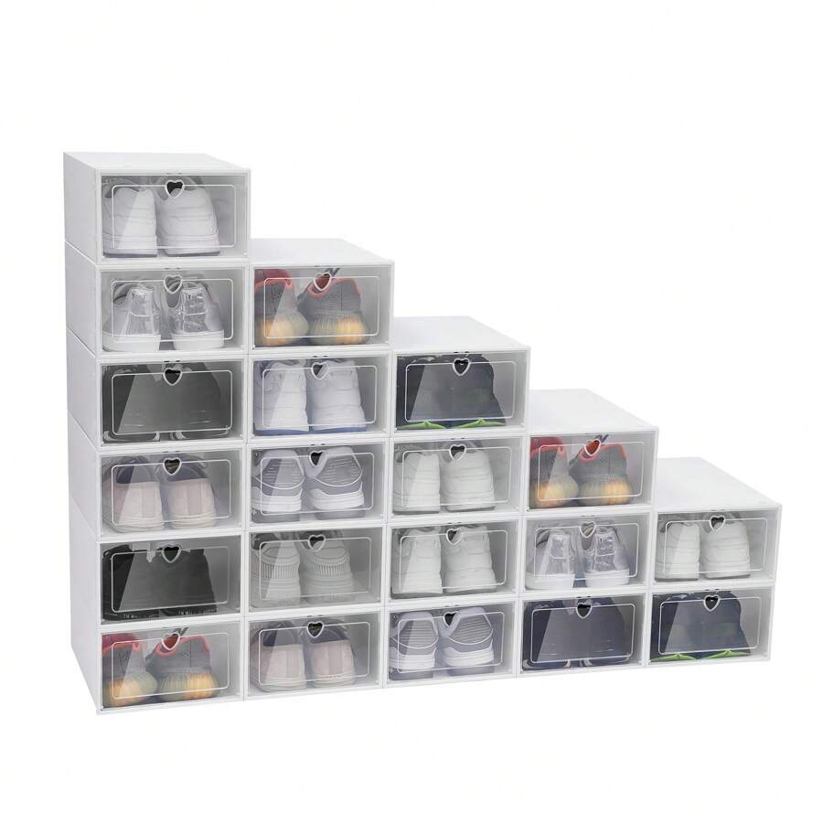 YUNRUX 20X Transparent Shoe Box Stackable Shoe Box Shoe Storage Drawer Shoe Organizers Box Shoe Box